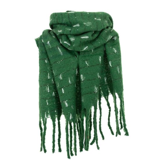 Groene xxl sjaal met franjes.