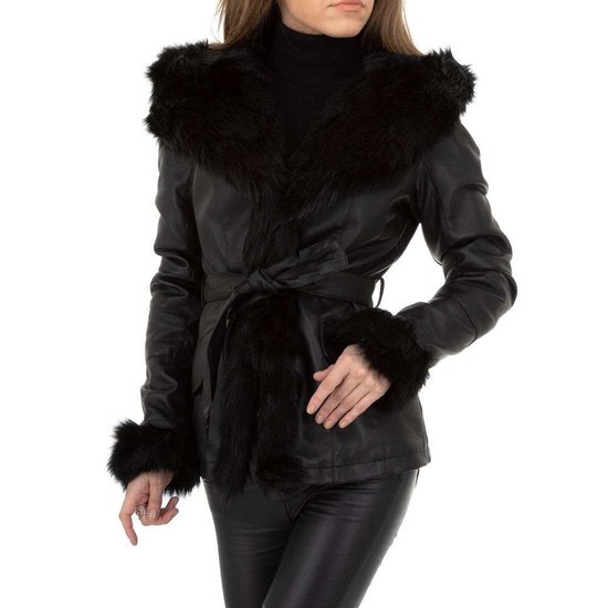 Hippe zwarte leatherlook winter jacket.SOLD OUT