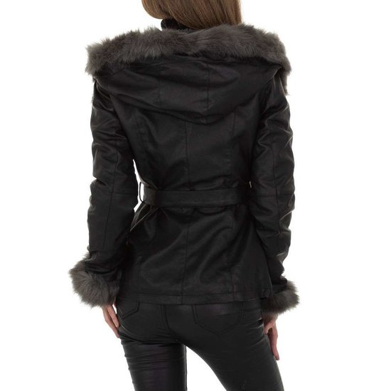 Hippe zwart/grijze leatherlook winter jacket.SOLD OUT