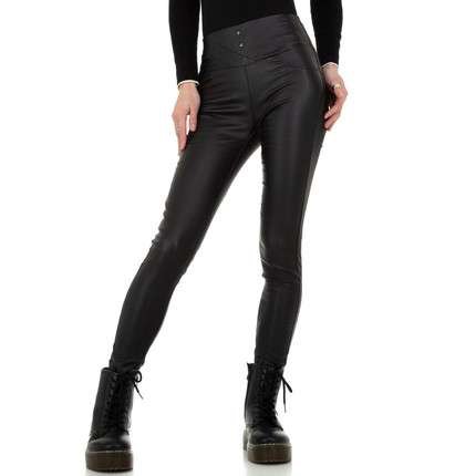 Zwarte skinny hoge taille leatherlook broek.