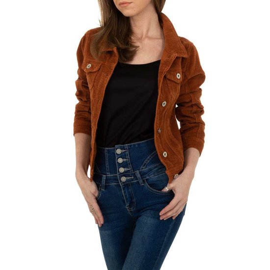 Korte oranje jacket in wolcord.