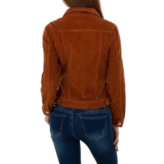 Korte oranje jacket in wolcord.