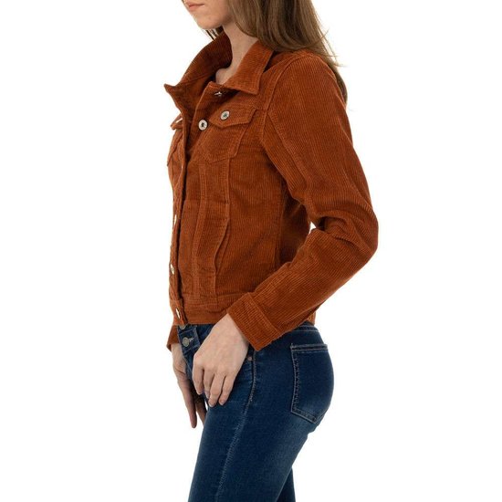 Korte oranje jacket in wolcord.