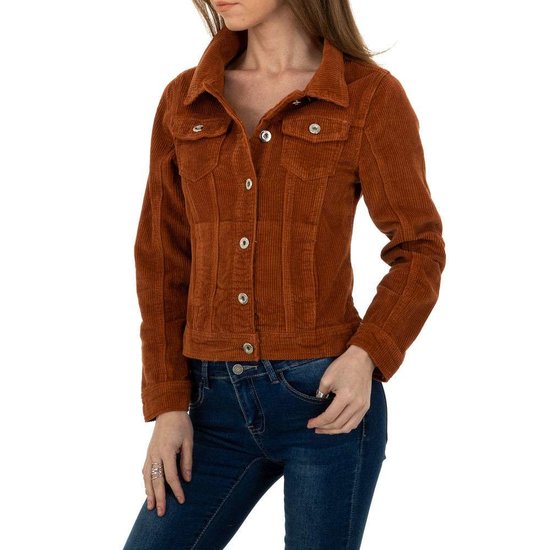 Korte oranje jacket in wolcord.