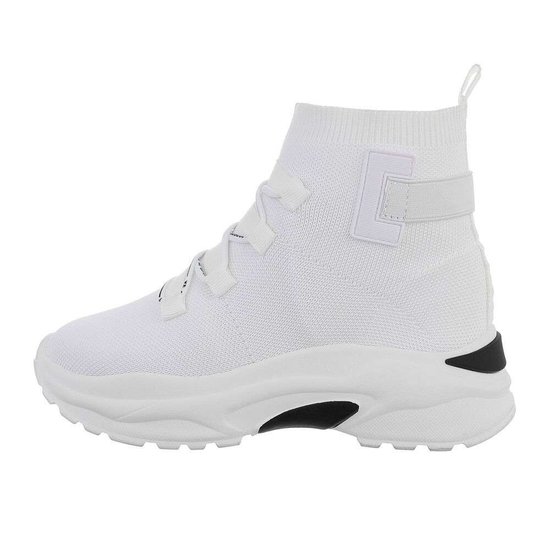 Hoge witte textiel sneaker Aicha.