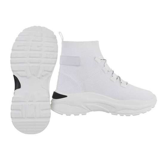 Hoge witte textiel sneaker Aicha.