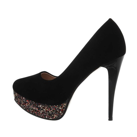 Elegante hoge zwarte/multi pump Carlita.