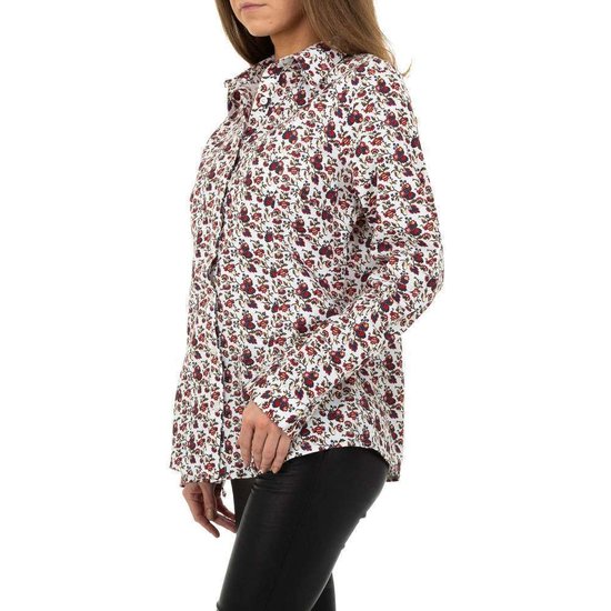 Trendy witte hemdblouse met print.