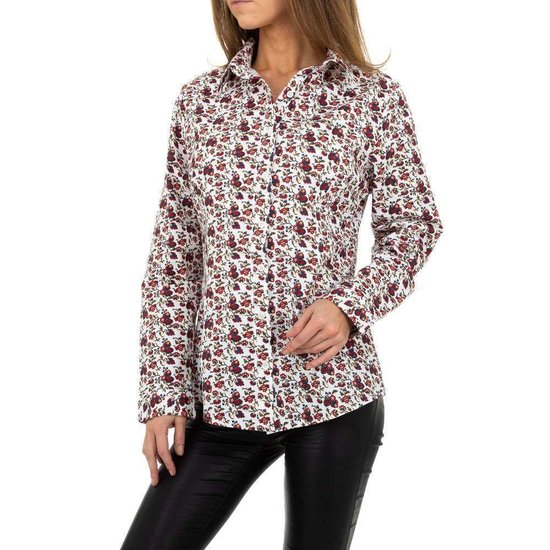 Trendy witte hemdblouse met print.