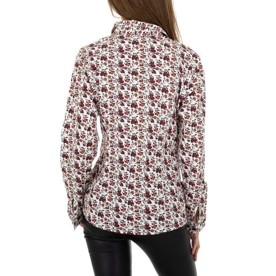 Trendy witte hemdblouse met print.