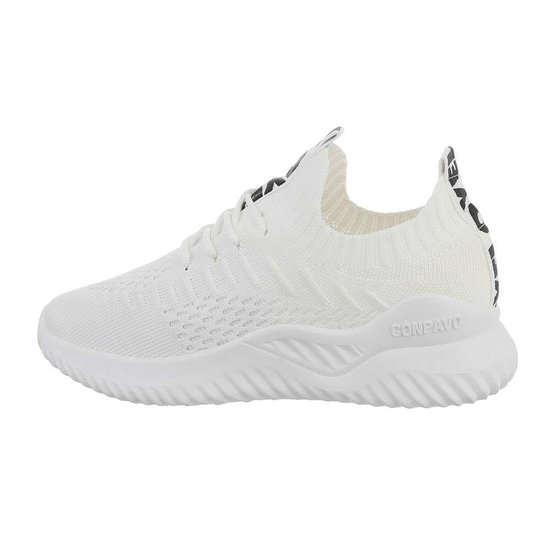Hippe witte lage textiel sneaker Anuschka.