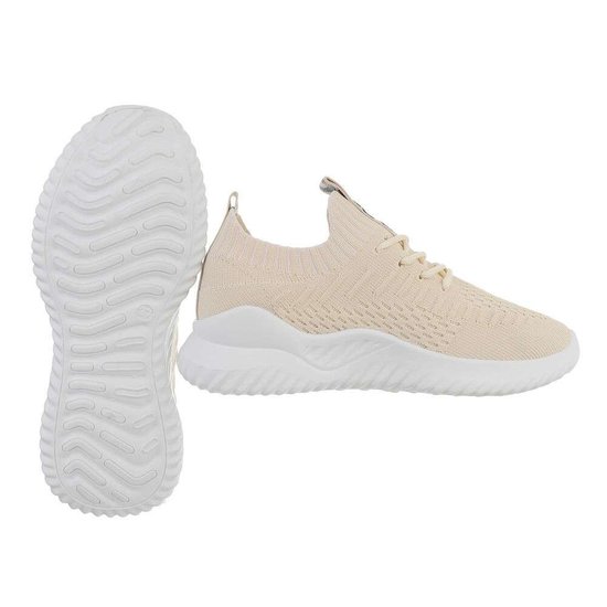 Hippe beige lage textiel sneaker Anuschka.