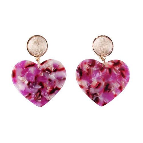 Fashion rose/mix oorbellen in hartvorm.