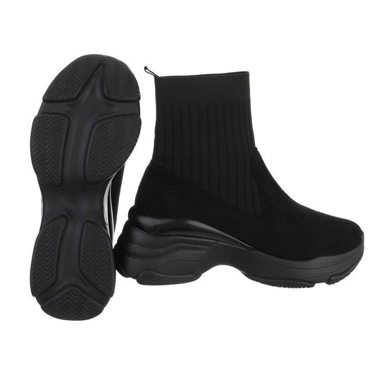 Trendy zwarte hoge textiel sneaker Ciri.