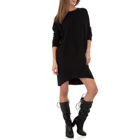 Trendy zwarte oversized truijurk.
