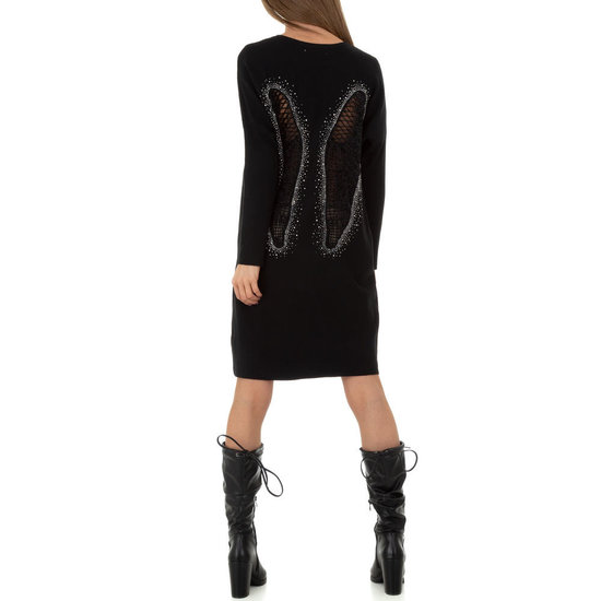 Trendy zwarte oversized truijurk.