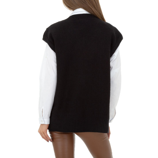Trendy zwarte mouwloze pullover.