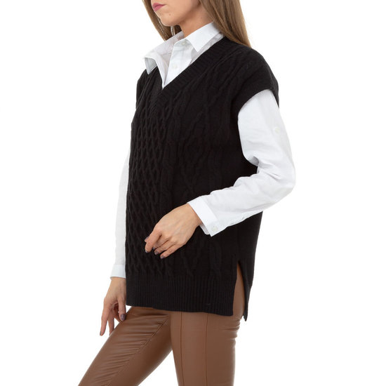Trendy zwarte mouwloze pullover.