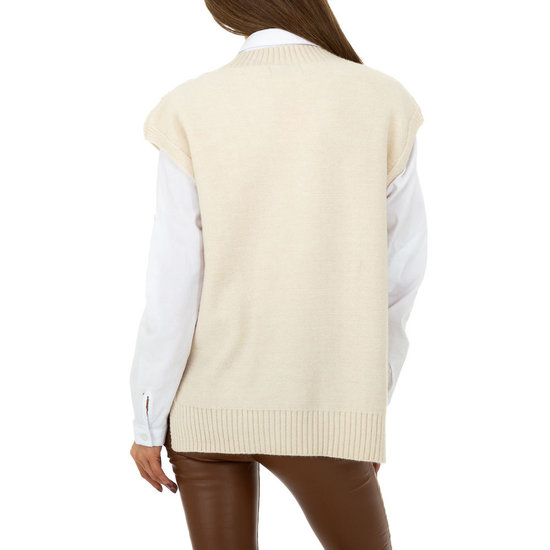 Trendy cream mouwloze pullover.