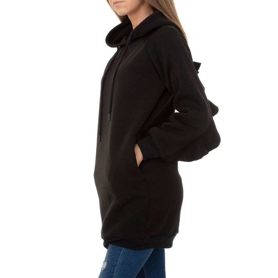 Hippe zwarte sweater- long pullover.