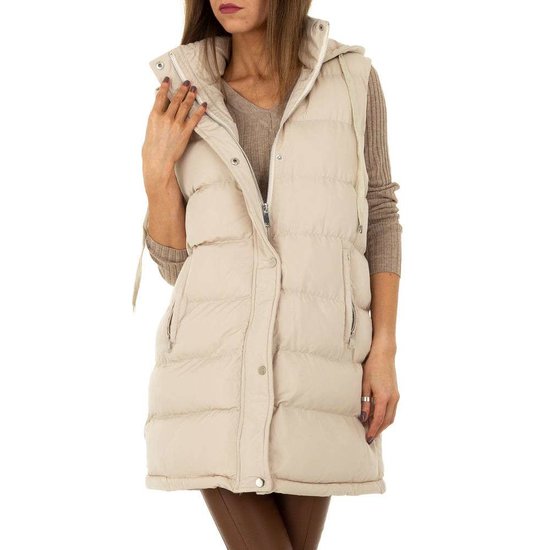 Trendy cream oversized gewatteerde bodywarmer.