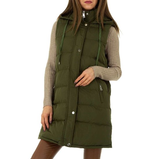 Trendy groene oversized gewatteerde bodywarmer.