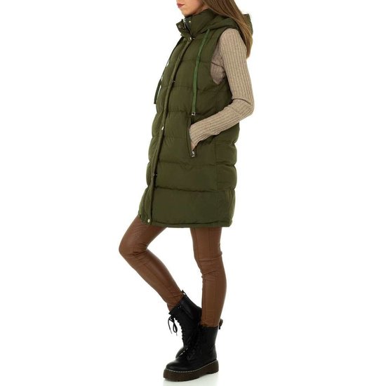 Trendy groene oversized gewatteerde bodywarmer.