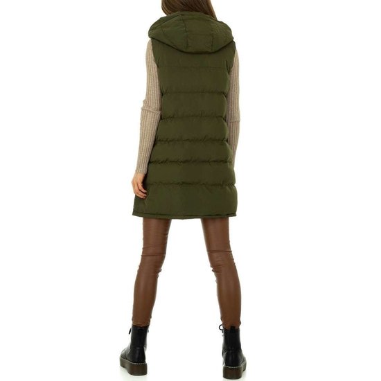 Trendy groene oversized gewatteerde bodywarmer.