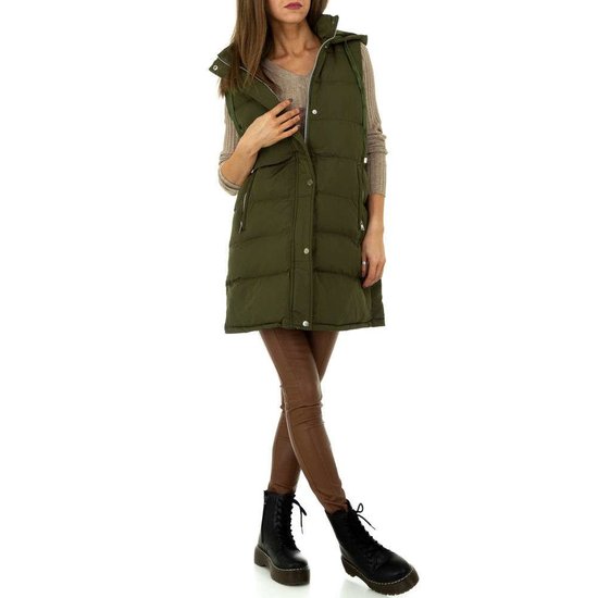 Trendy groene oversized gewatteerde bodywarmer.