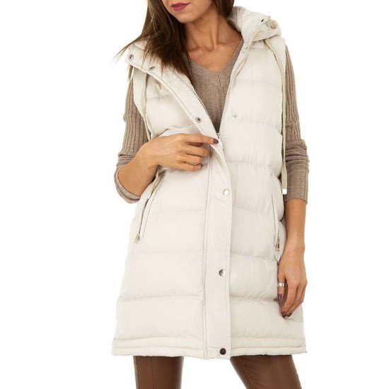 Trendy off white oversized gewatteerde bodywarmer.