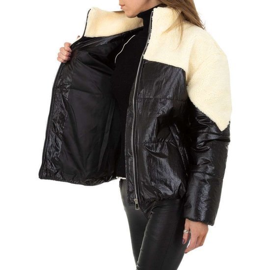 Mixed oversized two tone gewatteerde winter jacket.