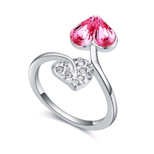 Zilveren ring met rose hart.