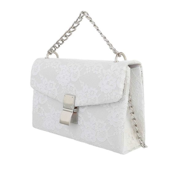 Classy witte schoudertas met kant.