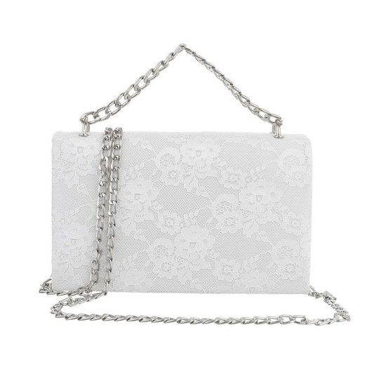 Classy witte schoudertas met kant.