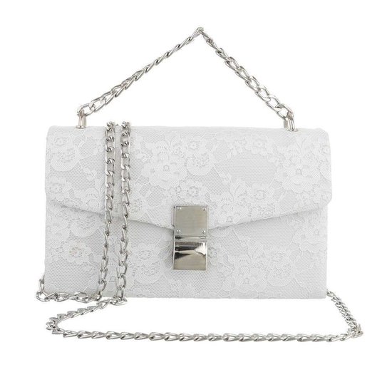 Classy witte schoudertas met kant.
