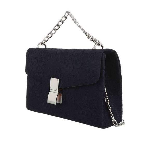 Classy donker blauwe schoudertas met kant.