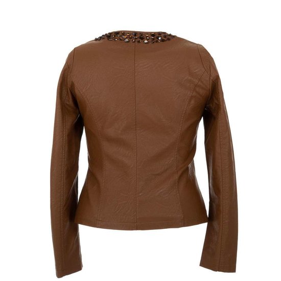 Korte bruine leatherlook jacket.Plus size.
