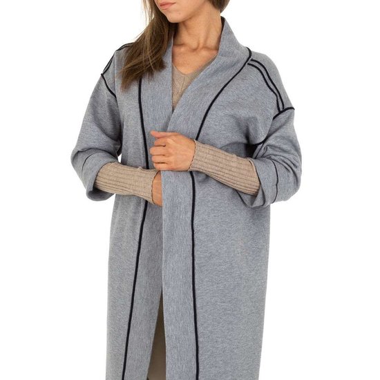 Grijze oversized midi cardigan.