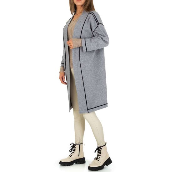 Grijze oversized midi cardigan.