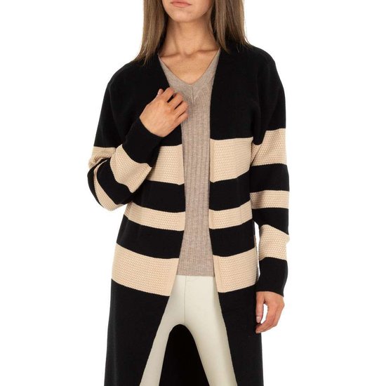 Trendy mixed colour midi cardigan.
