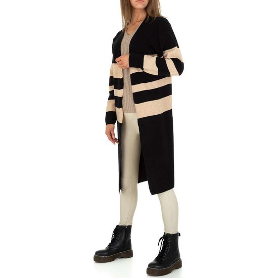 Trendy mixed colour midi cardigan.