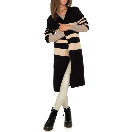 Trendy mixed colour midi cardigan.