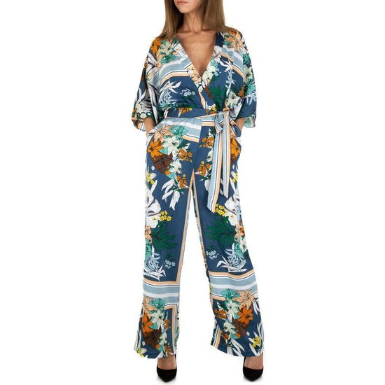 Multicolour blauwe jumpsuit.
