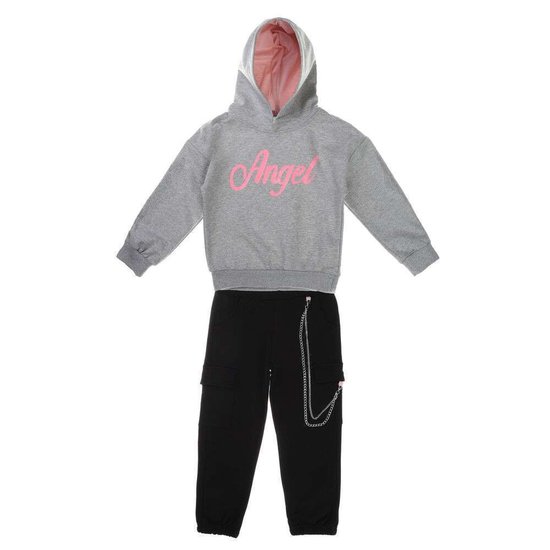 Grijs -zwarte meisjes jogging.