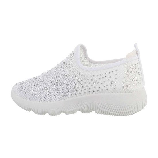 Lage witte textiel sneaker Serena.
