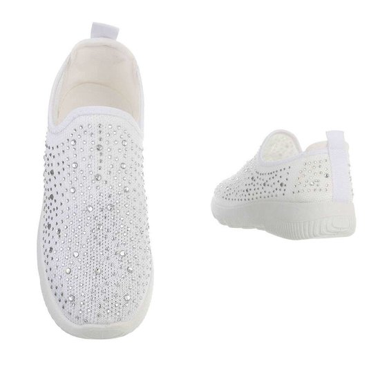 Lage witte textiel sneaker Serena.