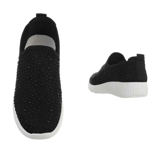 Lage zwarte textiel sneaker Serena.