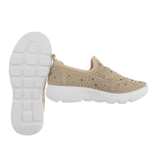 Lage beige textiel sneaker Serena.