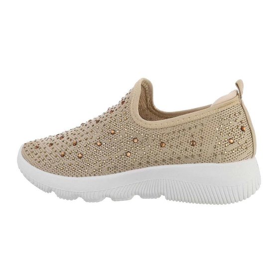 Lage beige textiel sneaker Serena.