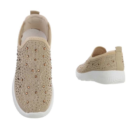 Lage beige textiel sneaker Serena.
